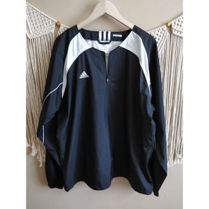 Adidas Black White Athletic Windbreaker Jacket L